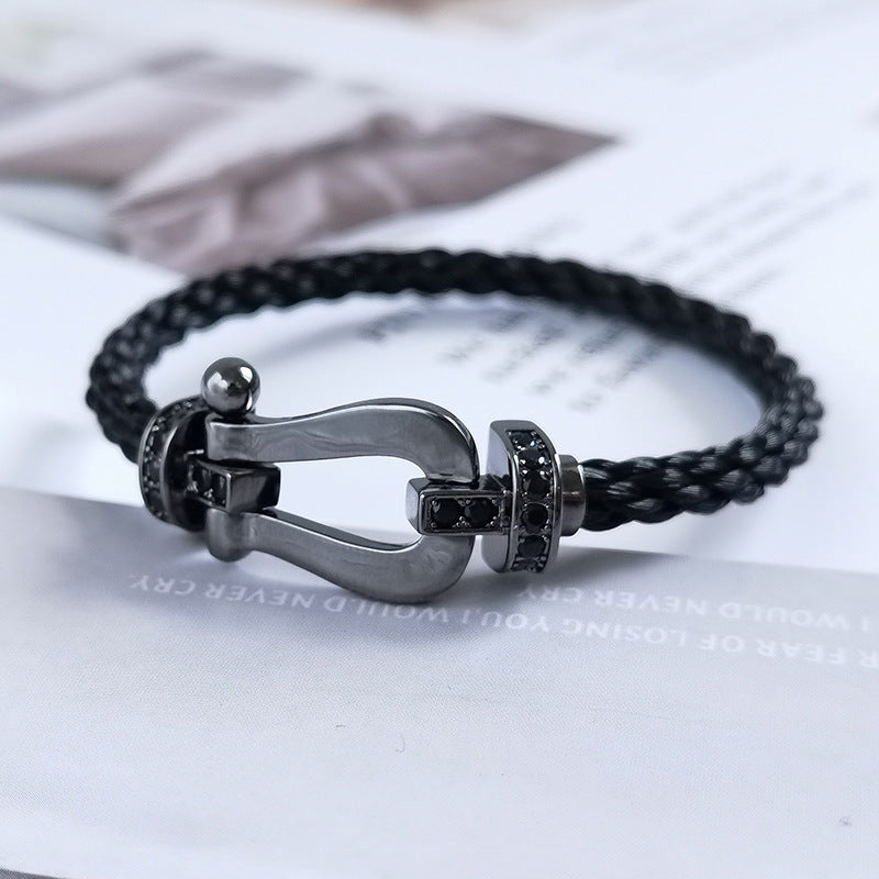 ⭐Miroze FORCE LARGE SERIES HORSESHOE BLACK SAMURAI BRACELET