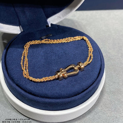 [⭐Miroze]FORCE SMALL HORSESHOE  DIAMOND CHAIN ROPE BRACELET