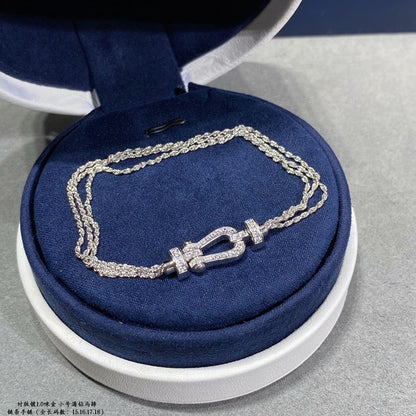 [⭐Miroze]FORCE SMALL HORSESHOE  DIAMOND CHAIN ROPE BRACELET