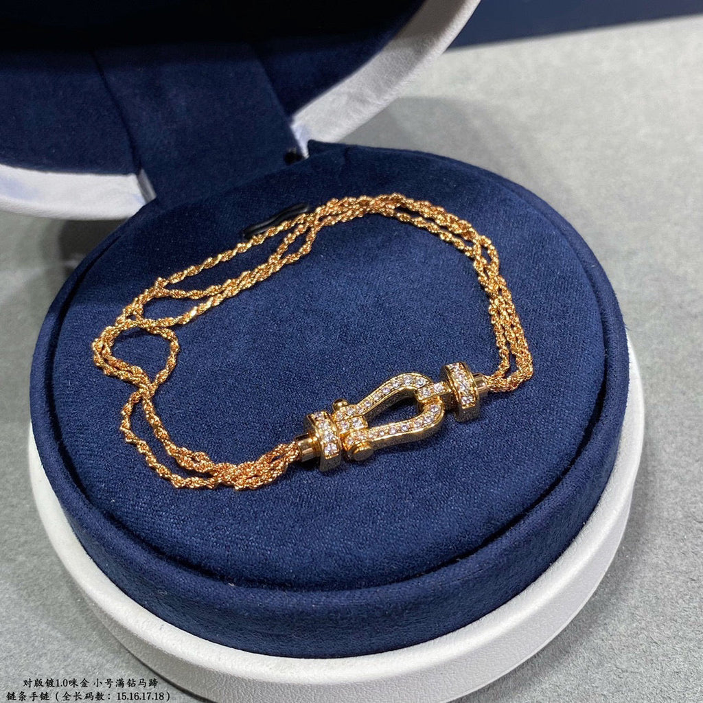 ⭐Miroze FORCE SMALL HORSESHOE  DIAMOND CHAIN ROPE BRACELET