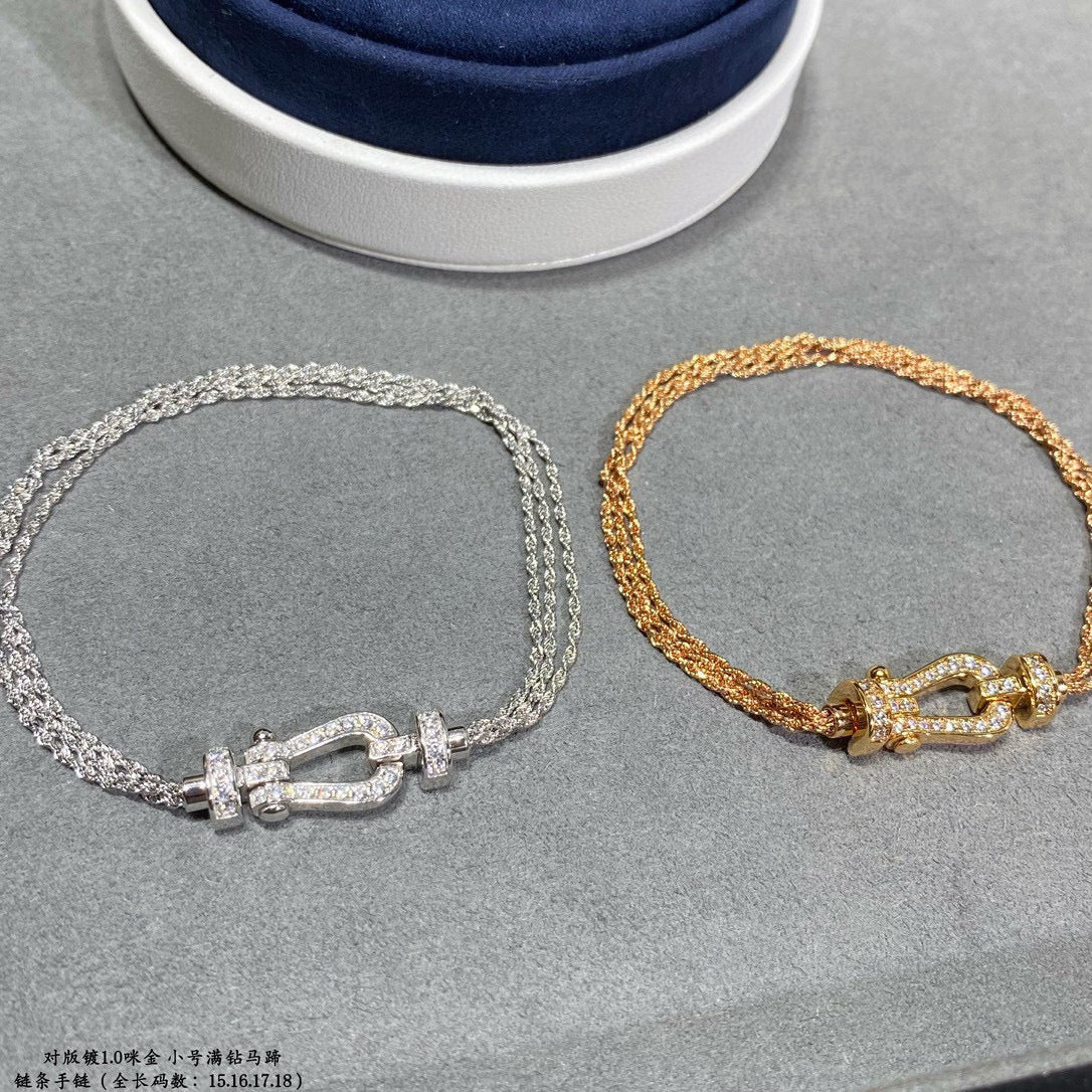 [⭐Miroze]FORCE SMALL HORSESHOE  DIAMOND CHAIN ROPE BRACELET