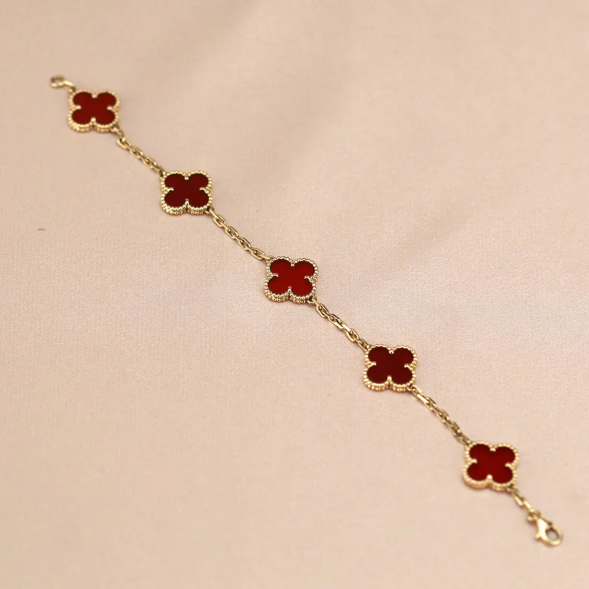 [⭐Miroze ]New  CLOVER 5 MOTIF RED CORNELIAN BRACELET COLLECTION