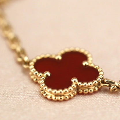 [⭐Miroze] CLOVER 5 MOTIF RED CORNELIAN BRACELET COLLECTION