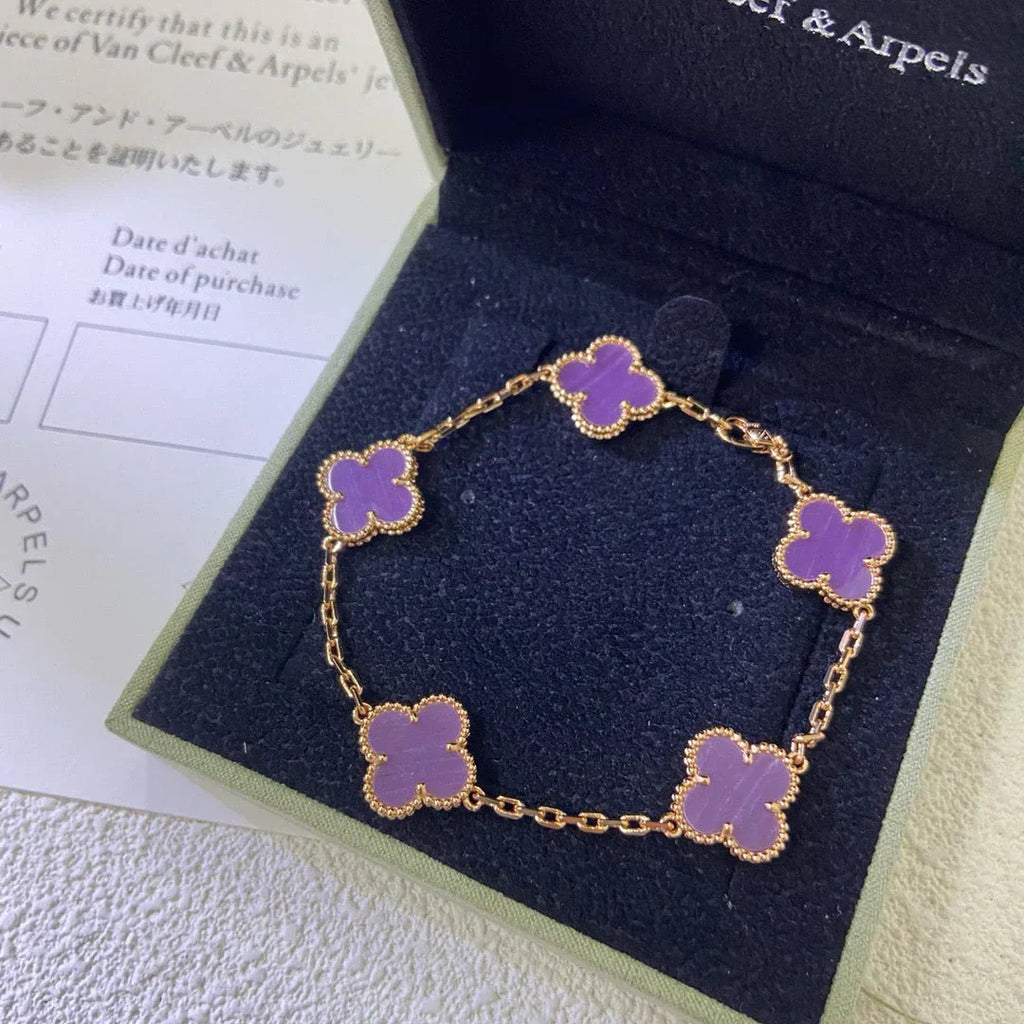 [⭐Miroze ]New  CLOVER 5 MOTIF VIOLET BRACELET COLLECTION