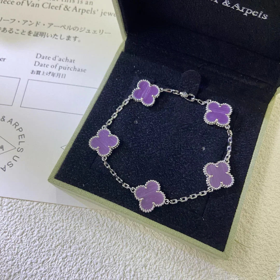 [⭐Miroze] クローバー 5モチーフ バイオレット ブレスレットコレクション