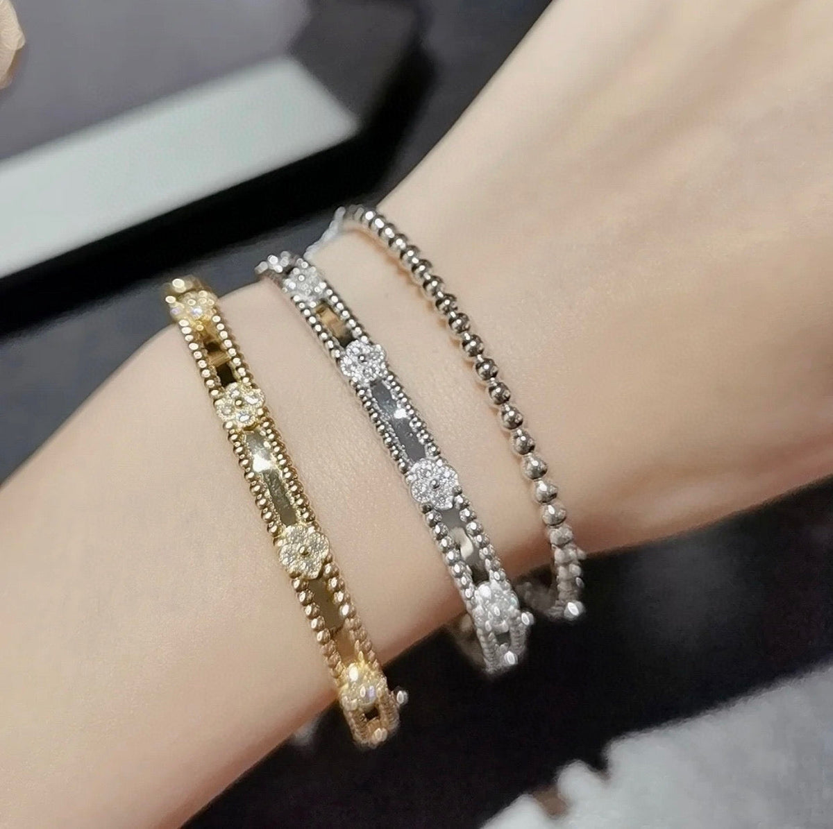 ⭐Miroze CLOVER BRACELET 4MM DIAMONDS