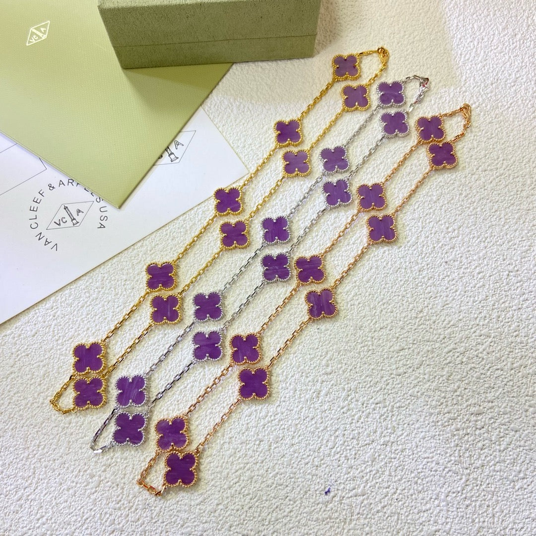 ⭐Miroze CLOVER 10 MOTIFS  PURPLE VIOLET  NECKLACE