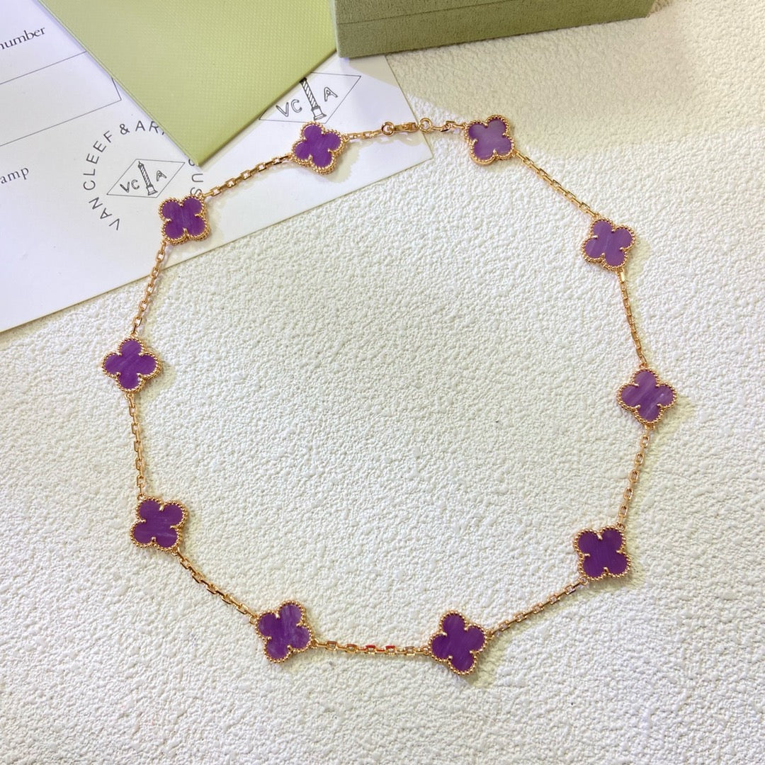 ⭐Miroze CLOVER 10 MOTIFS  PURPLE VIOLET  NECKLACE