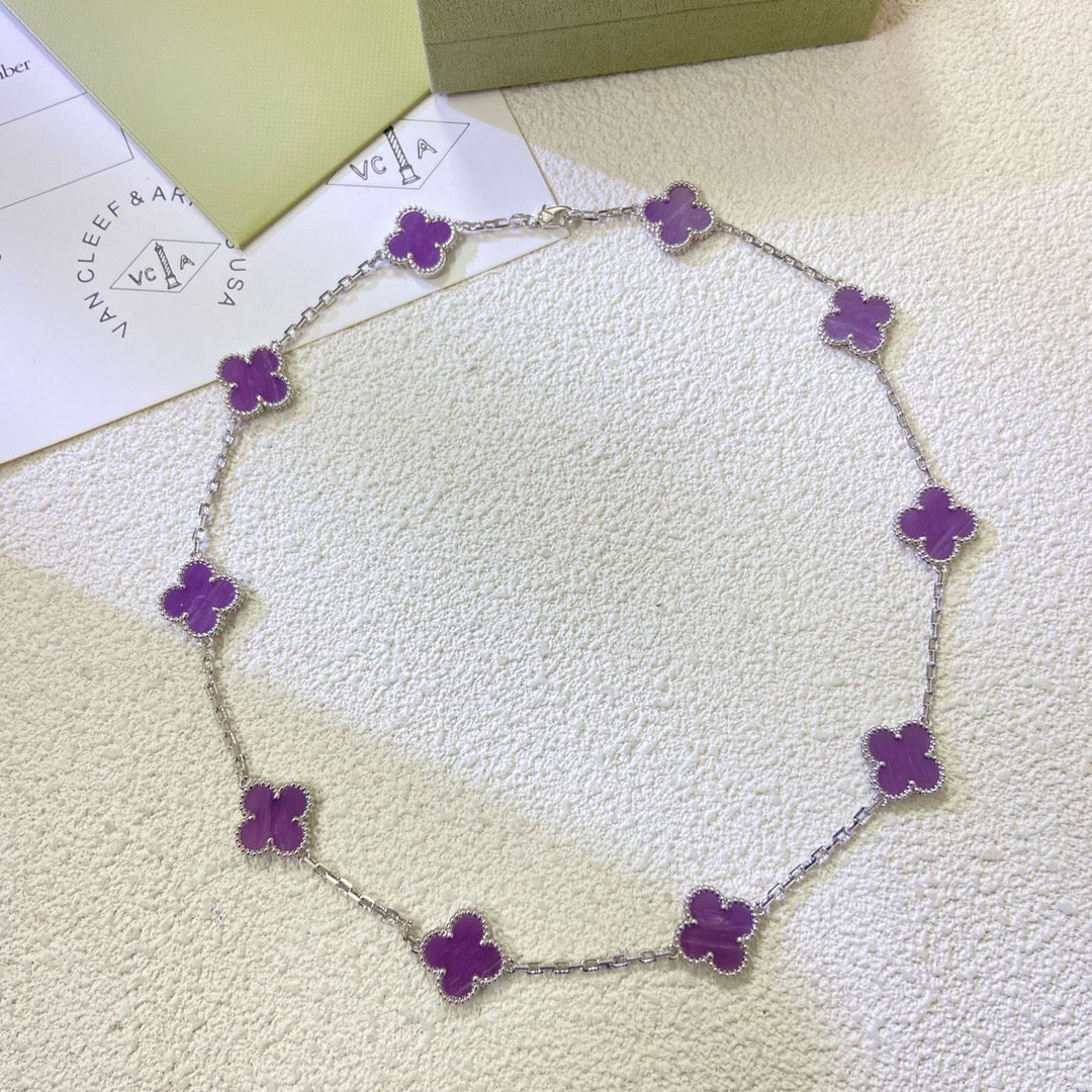 [⭐Miroze Jewelry]CLOVER 10 MOTIFS  PURPLE VIOLET  NECKLACE