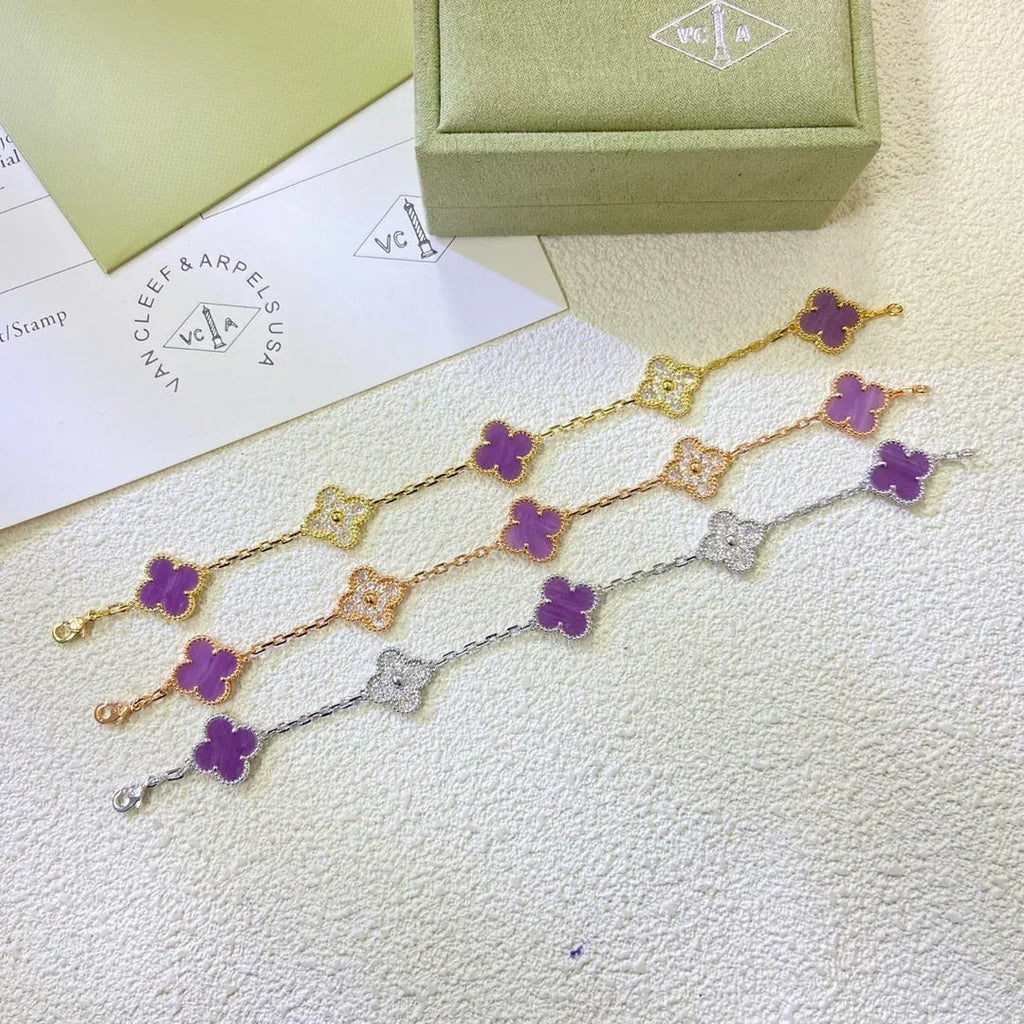 [⭐Miroze ]New  CLOVER 5 MOTIF VIOLET BRACELET COLLECTION