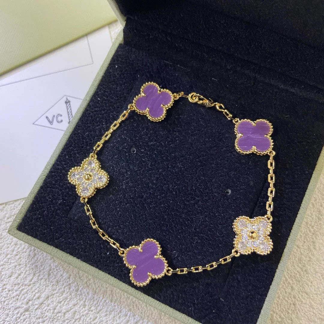 [⭐Miroze ]New  CLOVER 5 MOTIF VIOLET BRACELET COLLECTION