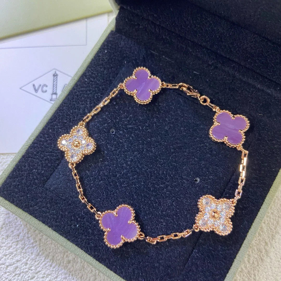 [⭐Miroze ]New  CLOVER 5 MOTIF VIOLET BRACELET COLLECTION