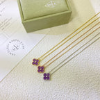⭐Miroze CLOVER 15MM DIAMOND  PURPLE VIOLET NECKLACE
