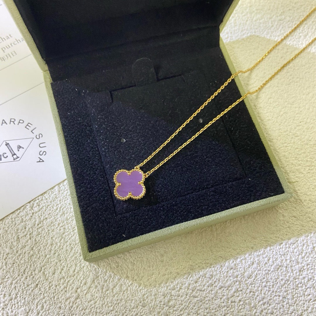 ⭐Miroze CLOVER 15MM  PURPLE VIOLET NECKLACE