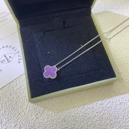[⭐Miroze Jewelry]CLOVER 15MM  PURPLE VIOLET NECKLACE