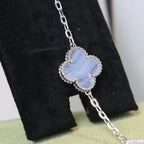 [⭐Miroze ]New  CLOVER 5 MOTIF PURPLE CHALCEDONY BRACELET COLLECTION