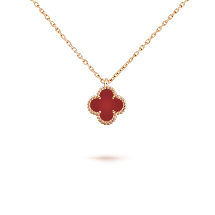 ⭐Miroze CLOVER MINI 9.5MM WHITE CARNELIANS NECKLACE