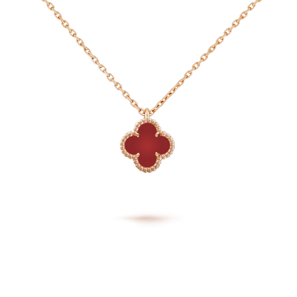 [⭐Miroze]CLOVER MINI 9.5MM WHITE CARNELIANS NECKLACE