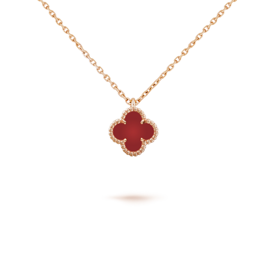 [⭐Miroze]CLOVER MINI 9.5MM WHITE CARNELIANS NECKLACE