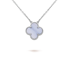 ⭐Miroze CLOVER 15MM BLUE CHALCEDONY NECKLACE SILVER