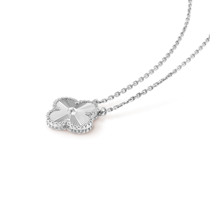 [⭐Miroze]CLOVER 15MM LASER NECKLACE SILVER