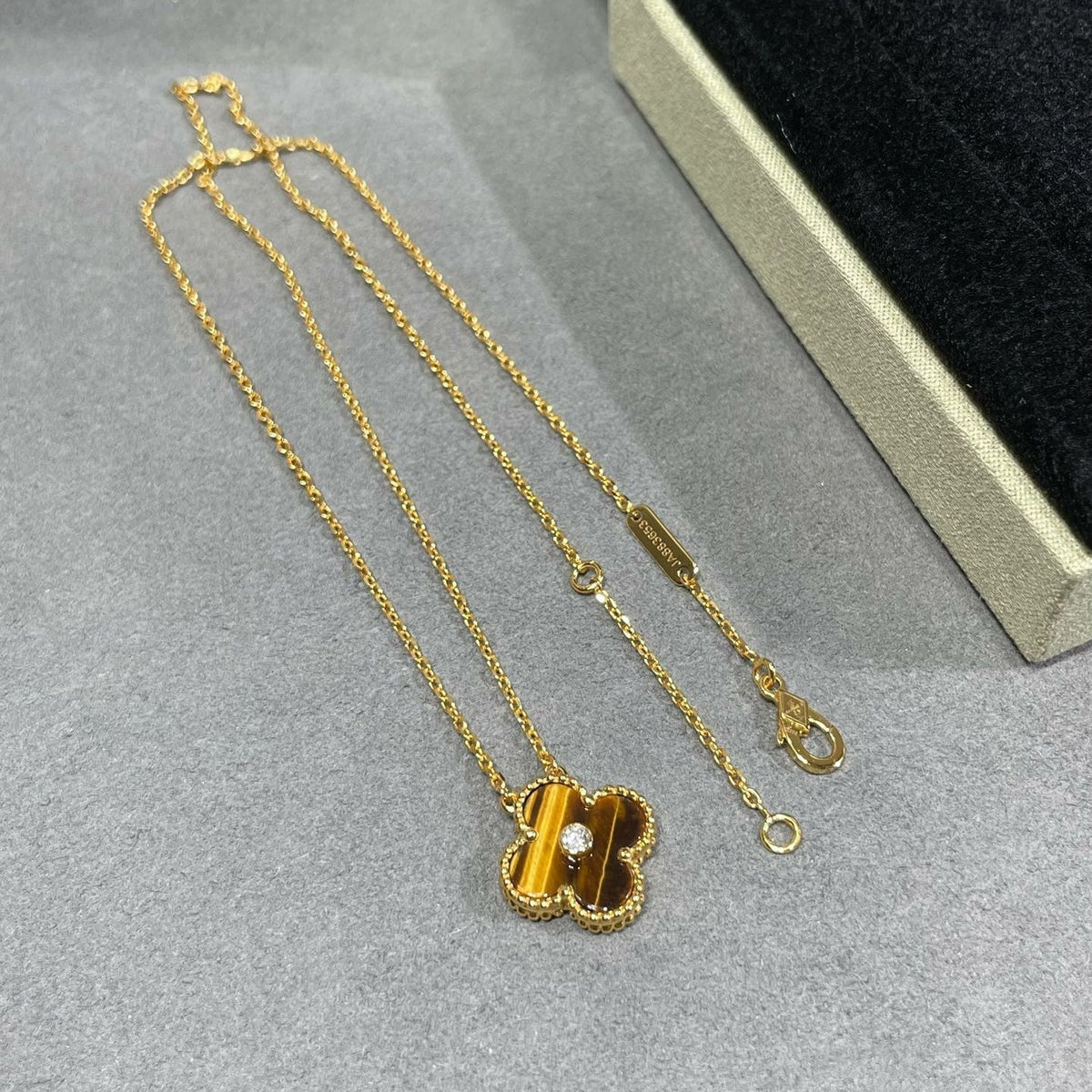 ⭐Miroze CLOVER 15MM DIAMOND AND YELLOW TIGER'S EYE AGATE necklace
