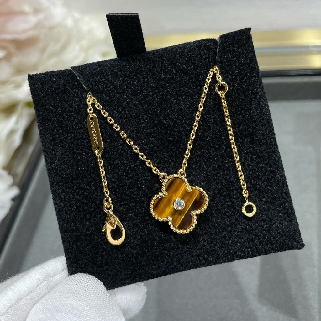 ⭐Miroze CLOVER 15MM DIAMOND AND YELLOW TIGER'S EYE AGATE necklace