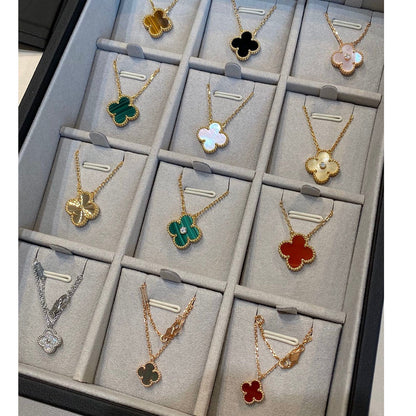 [⭐Miroze]CLOVER 15MM MALACHITE SINGLE FLOWER  NECKLACE