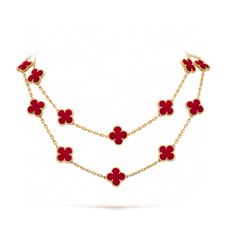 [⭐Miroze]CLOVER 20 MOTIFS CARNELIAN NECKLACE