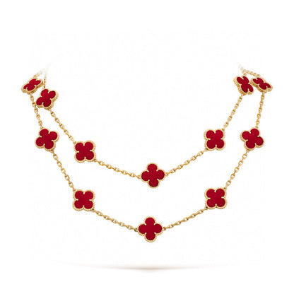 [⭐Miroze]CLOVER 20 MOTIFS CARNELIAN NECKLACE