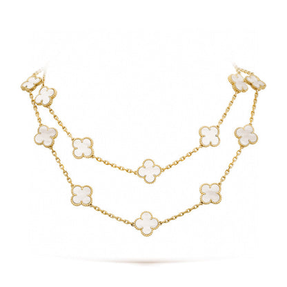 [⭐Miroze]CLOVER 20 MOTIFS WHITE MOP NECKLACE