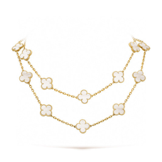 [⭐Miroze]CLOVER 20 MOTIFS WHITE MOP NECKLACE