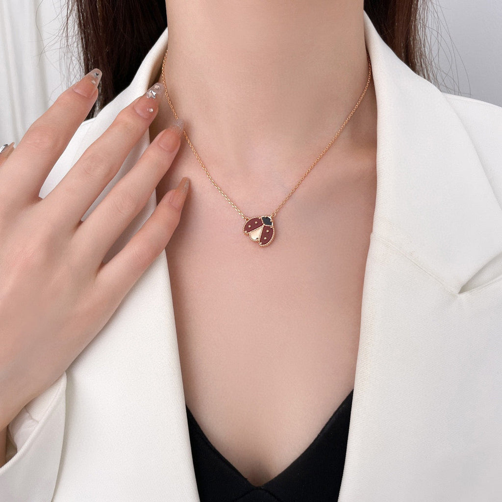 ⭐Miroze LUCKY  CARNELIANS LADYBUG NECKLACE