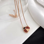 ⭐Miroze LUCKY  CARNELIANS LADYBUG NECKLACE