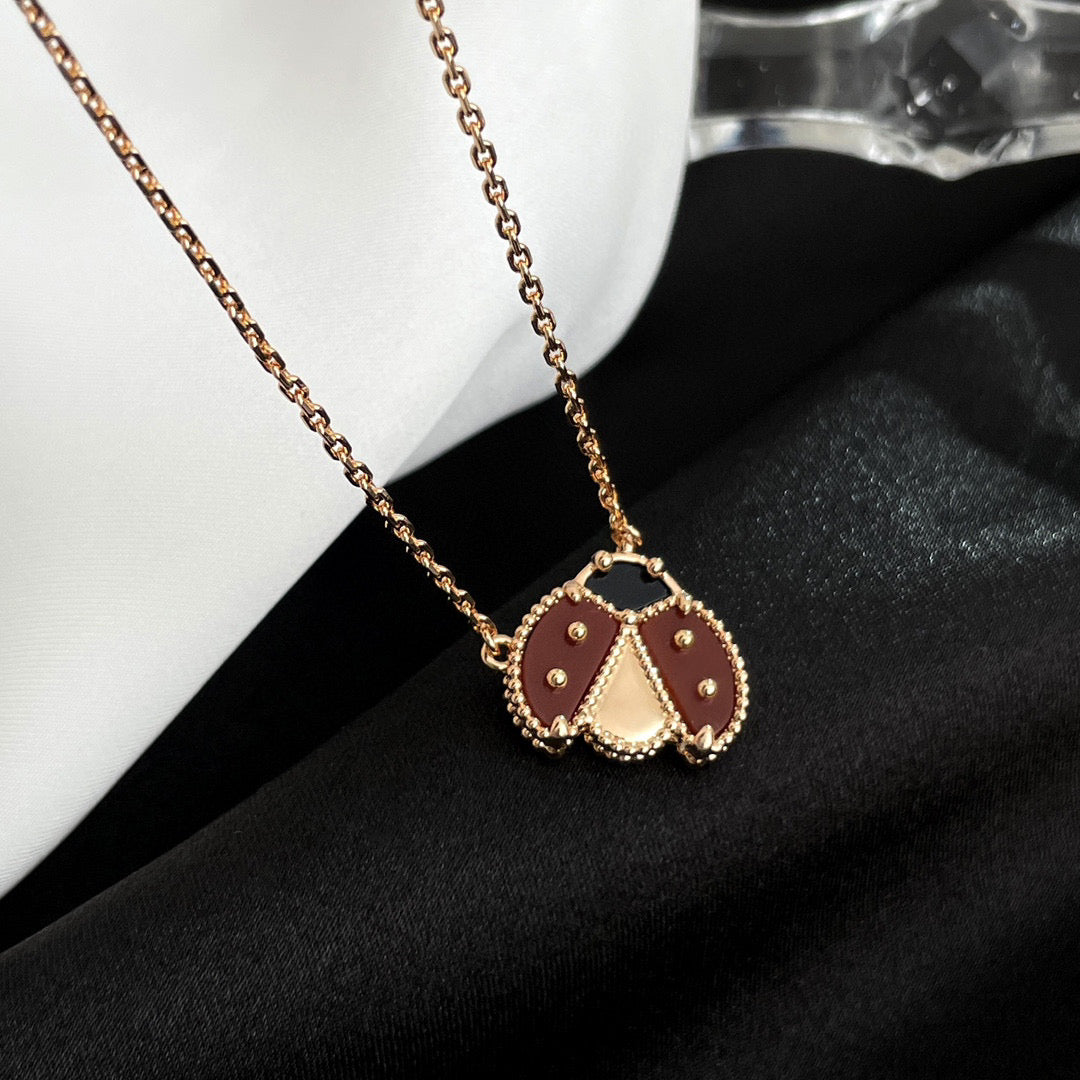 ⭐Miroze LUCKY  CARNELIANS LADYBUG NECKLACE