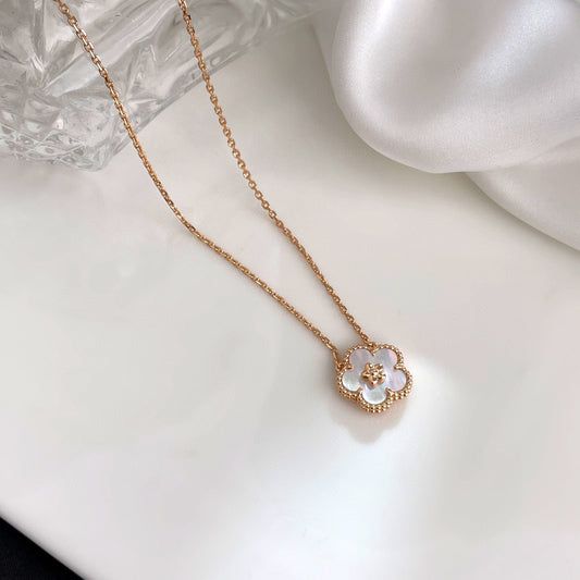 [⭐Miroze]LUCKY  WHITE MOP  PLUM BLOSSOM NECKLACE