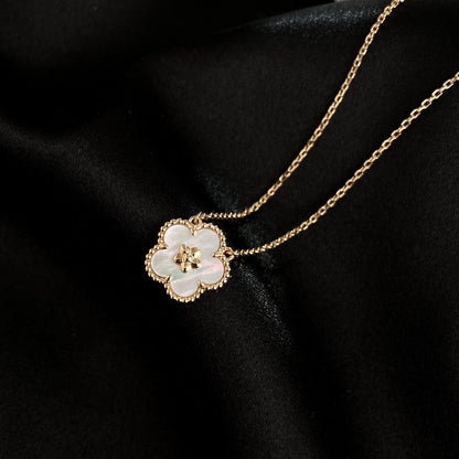 [⭐Miroze]LUCKY  WHITE MOP  PLUM BLOSSOM NECKLACE