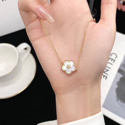 [⭐Miroze]LUCKY  WHITE MOP  PLUM BLOSSOM NECKLACE