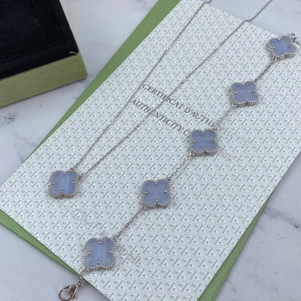 [⭐Miroze ]New  CLOVER 5 MOTIF PURPLE CHALCEDONY BRACELET COLLECTION