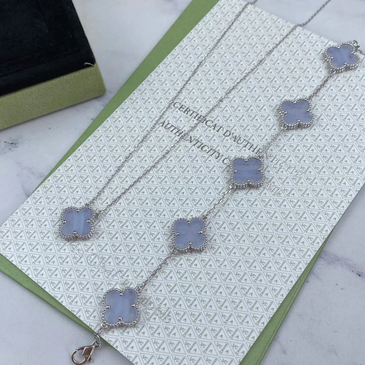 [⭐Miroze ]New  CLOVER 5 MOTIF PURPLE CHALCEDONY BRACELET COLLECTION