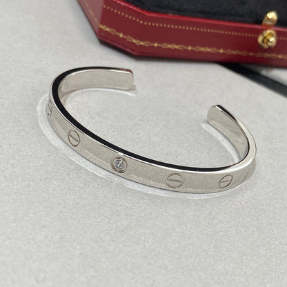 [⭐Miroze]LOVE BRACELET 6.1MM 1 DIAMOND OPEN CUFF