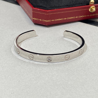 [⭐Miroze]LOVE BRACELET 6.1MM 1 DIAMOND OPEN CUFF