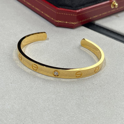 [⭐Miroze]LOVE BRACELET 6.1MM 1 DIAMOND OPEN CUFF