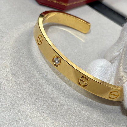 [⭐Miroze]LOVE BRACELET 6.1MM 1 DIAMOND OPEN CUFF