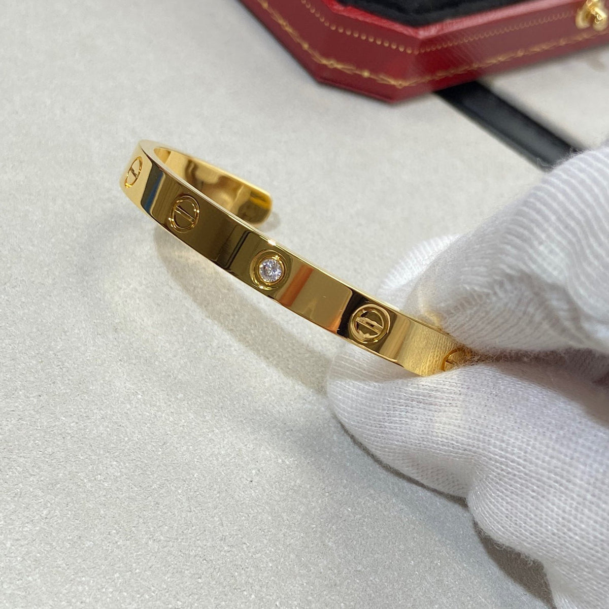 [⭐Miroze]LOVE BRACELET 6.1MM 1 DIAMOND OPEN CUFF
