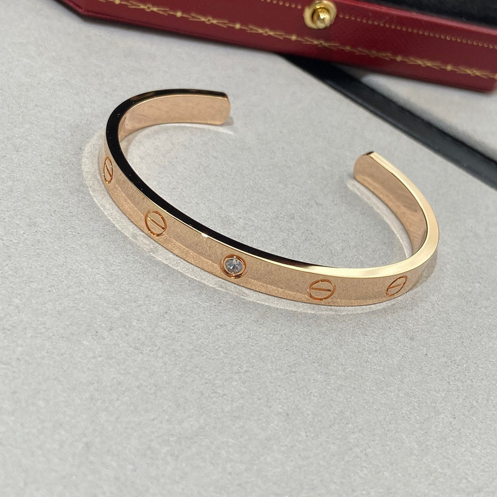 ⭐Miroze LOVE BRACELET 6.1MM 1 DIAMOND OPEN CUFF