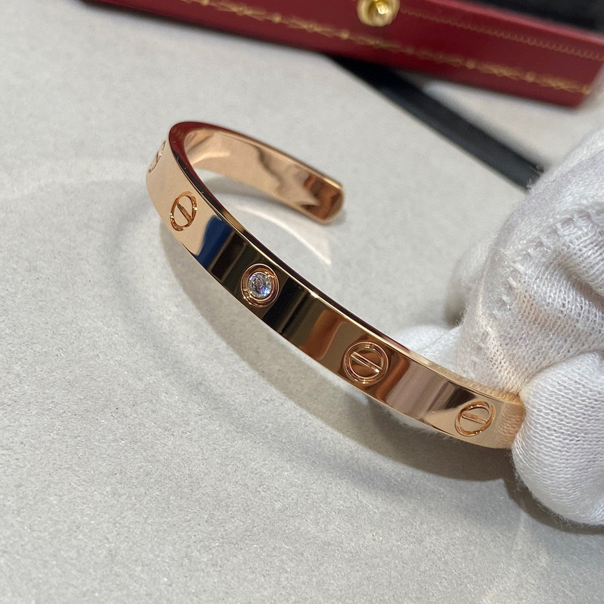 ⭐Miroze LOVE BRACELET 6.1MM 1 DIAMOND OPEN CUFF