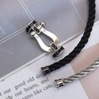 ⭐Miroze FORCE LARGE HORSESHOE BLACK DIAMOND BRACELET SILVER