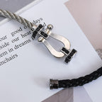 ⭐Miroze FORCE LARGE HORSESHOE BLACK DIAMOND BRACELET SILVER