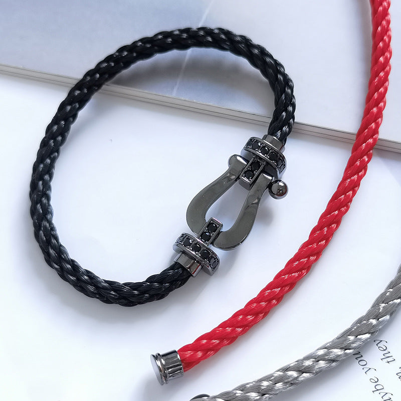 ⭐Miroze FORCE LARGE SERIES HORSESHOE BLACK SAMURAI BRACELET